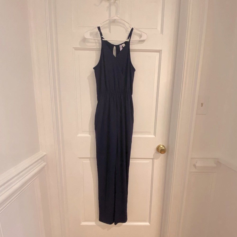 Navy blue sleeveless jumpsuit, cotton, by Alya (Dillard)